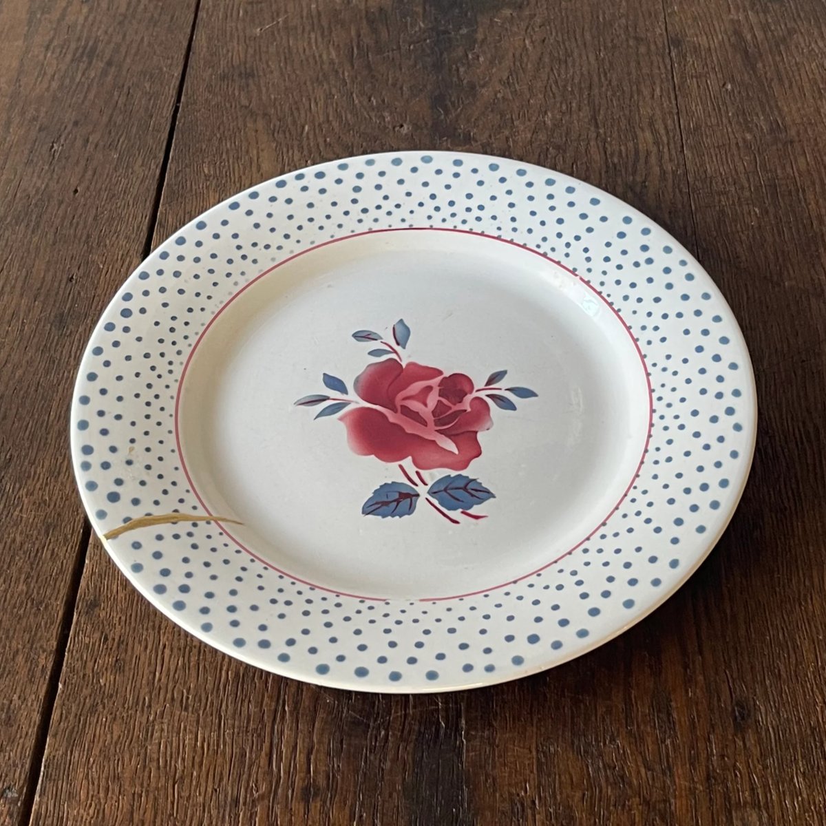 DIGOIN Sarreguemines プレート金継ぎ① 22.5㎝ フランスアンティーク