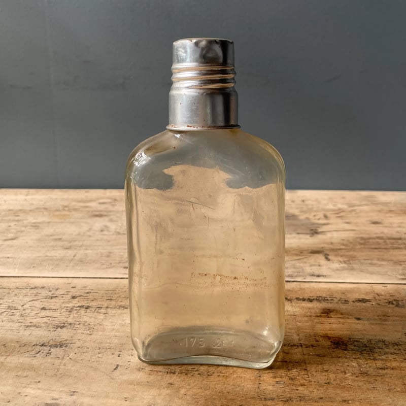 アンティーク ガラス瓶 アルマイト蓋付き アンティーク ガラス瓶