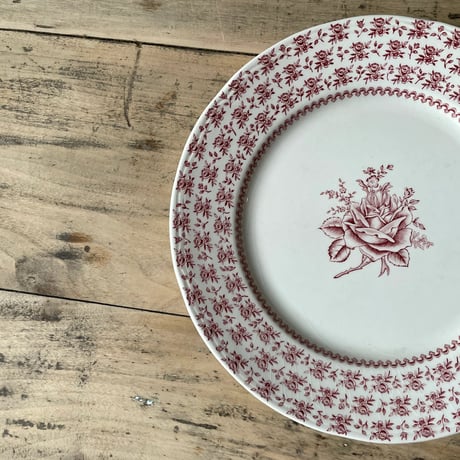 Lunéville  English Style  バラ柄プレート　24㎝　フランスアンティーク