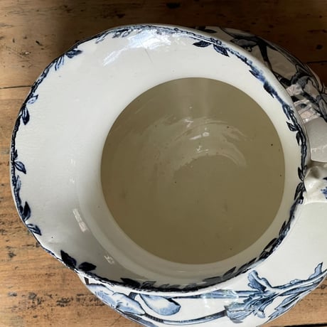 H.BOULENGER＆Cie　陶器ピシェ　花柄ブルー　フランスアンティーク  ②