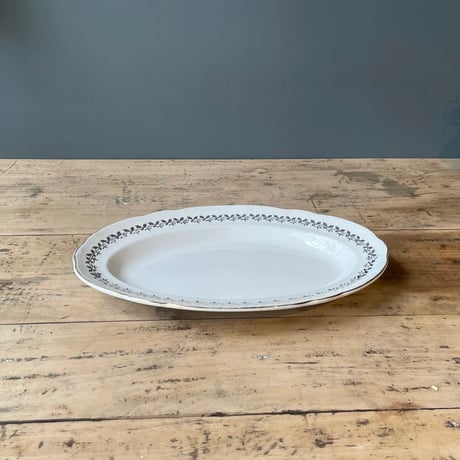 Sarreguemines　金縁オーバルプレート　31cm　フランスアンティーク