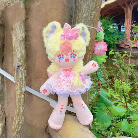 ぽっちゃりコットンドール 長い脚 30cm ぬいぐるみ 無属性 着せ替えぬいぐるみ 焦糖 黄色い髪青い目女の子 綿人形 キャラクターぬいぐるみ