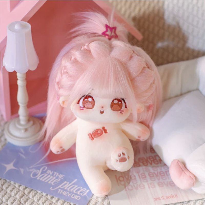 H*o様 自作ぬいぐるみ 無属性 ピンクでびゆ 無属性 ぬいぐるみ 20cm 着せ替えぬいぐるみ 女の子 ピンクの髪ピンク