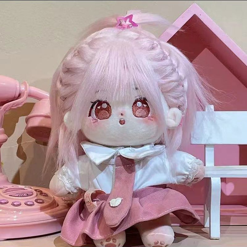 20cm 無属性 ぬいぐるみ ピンクの髪ピンクの目男の子 着せ替え