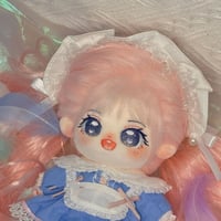無属性 ぬいぐるみ 20cm 着せ替えぬいぐるみ ピンク髪青い目女の子 粉黛寶 綿人形 コットンドール キャラクターぬいぐるみ