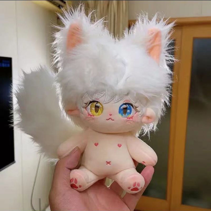 20cm 無属性 ぬいぐるみ 白髪バイカラー目男の子 着せ替えぬいぐるみ