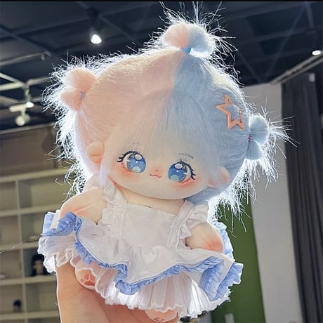 無属性 ぬいぐるみ 20cm 着せ替えぬいぐるみ バイカラーの髪青い目女の子 綿人形 コットンドール キャラクターぬいぐるみ