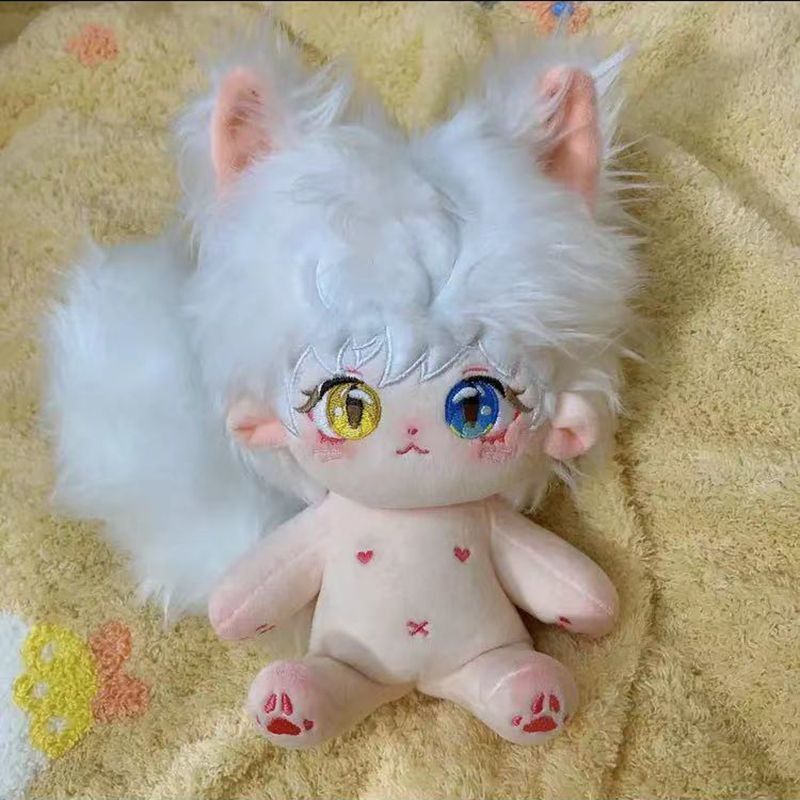 20cm 無属性 ぬいぐるみ 白髪バイカラー目男の子 着せ替えぬいぐるみ
