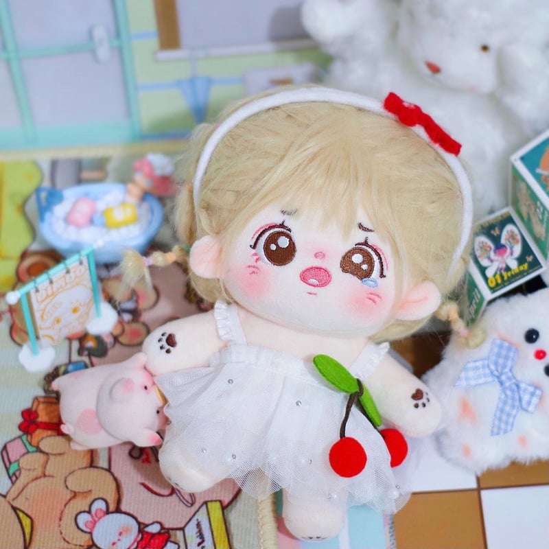 ミニ洋服 20cm 着せ替えぬいぐる服 ホワイトドレス ぬいぐるみ