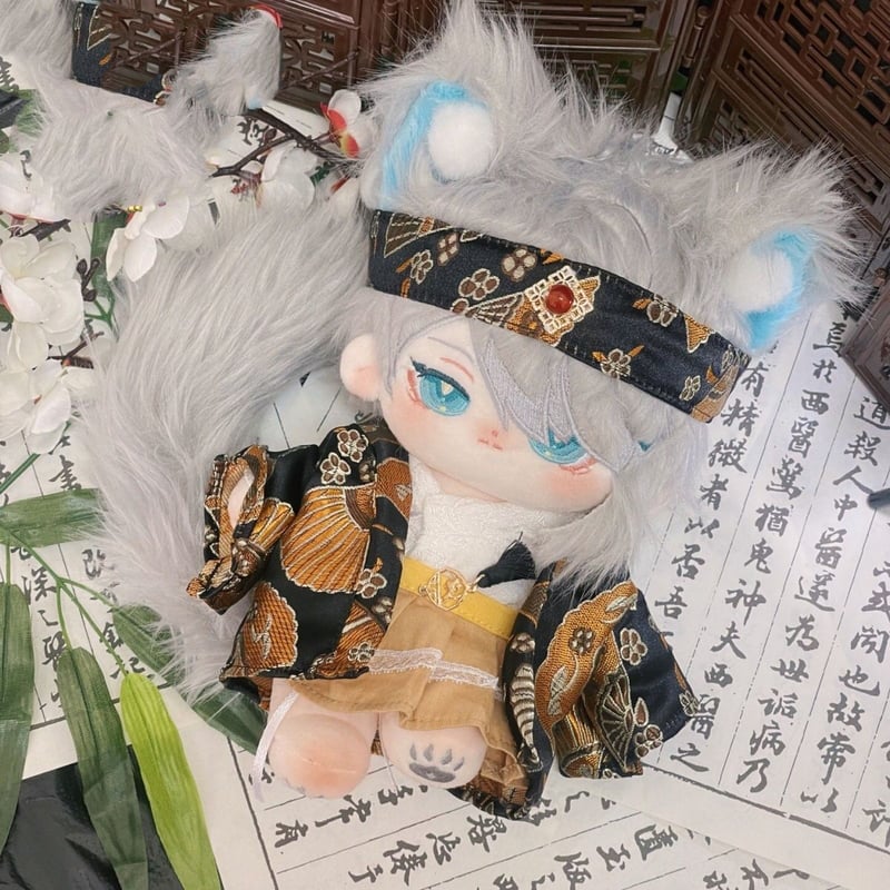 男性キャラクター ぬいぐるみ 約20cm 20cm 無属性 ぬいぐるみ 獣耳付け男の子 着せ替えぬいぐるみ 青