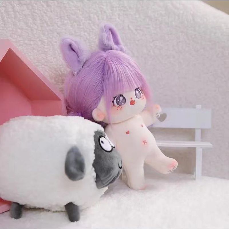 無属性 ぬいぐるみ 20cm 着せ替えぬいぐるみ 紫の髪と紫の目女の子 綿