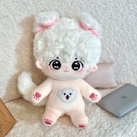 20cm 無属性 ぬいぐるみ 獣耳付け男の子 着せ替えぬいぐるみ 白髪黒目綿人形 コットンドール キャラクターぬいぐるみ