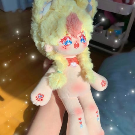 ぽっちゃりコットンドール 長い脚 30cm ぬいぐるみ 無属性 着せ替えぬいぐるみ 焦糖 黄色い髪青い目女の子 綿人形 キャラクターぬいぐるみ