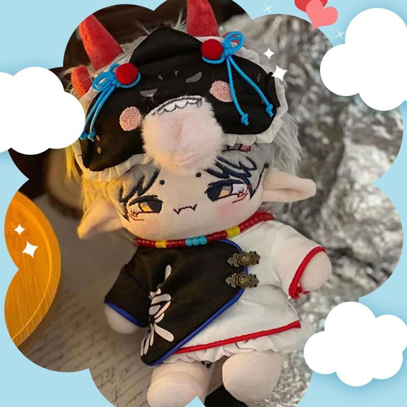 20cm 着せ替えぬいぐるみ 無属性 ぬいぐるみ 見目 白髪四つ目男の子