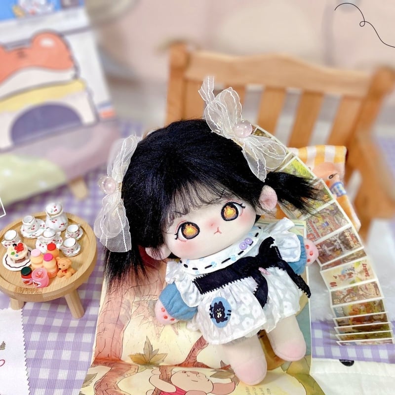 無属性 ぬいぐるみ 20cm 着せ替えぬいぐるみ 黒髪黄色目女の子 難哄 綿