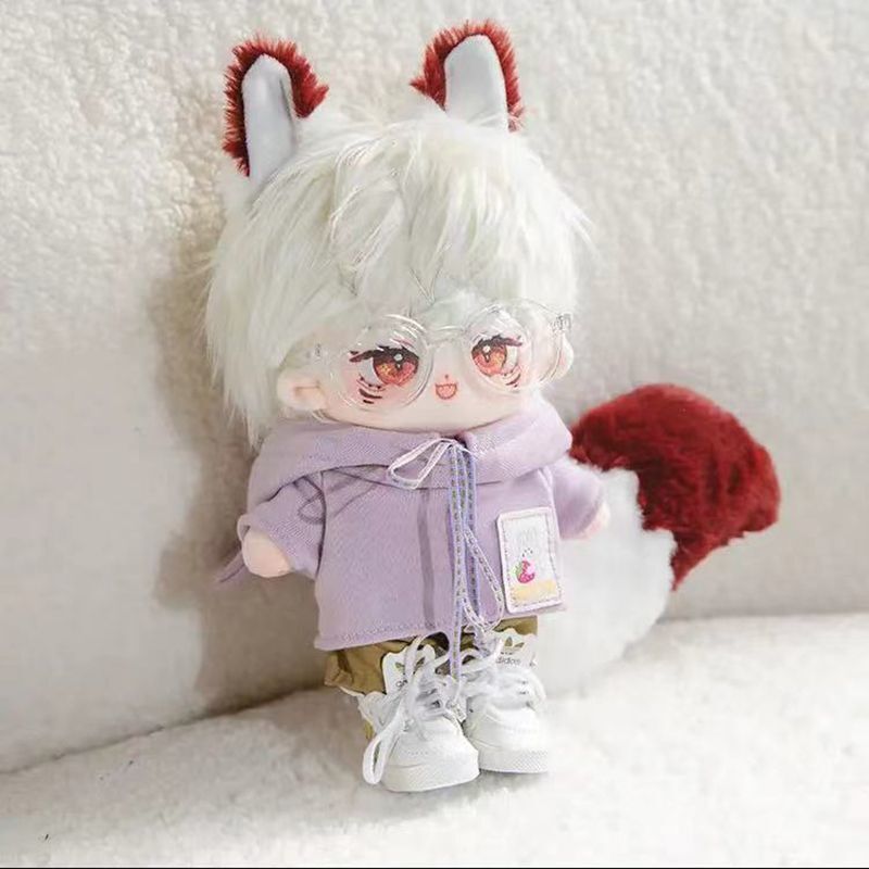 20cm 無属性 ぬいぐるみ 獣耳付け男の子 着せ替えぬいぐるみ 白髪赤目