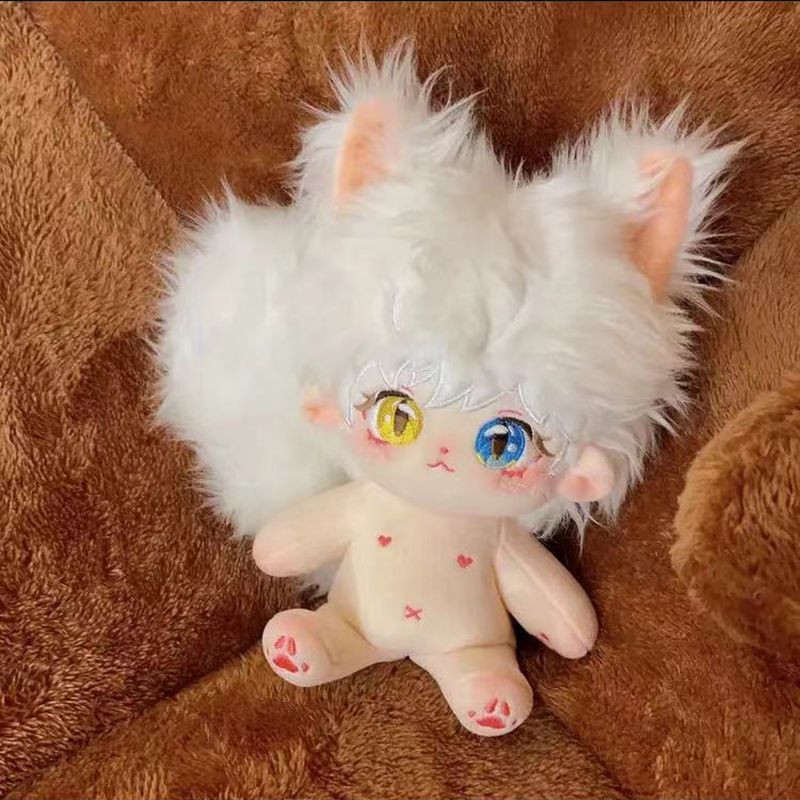 20cm 無属性 ぬいぐるみ 白髪バイカラー目男の子 着せ替えぬいぐるみ