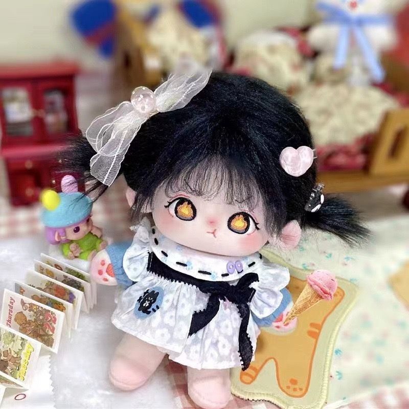 無属性 ぬいぐるみ 20cm 着せ替えぬいぐるみ 黒髪黄色目女の子 難哄 綿