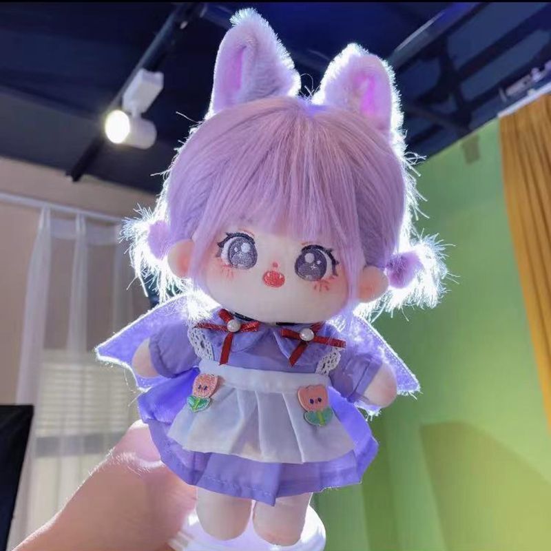 無属性 ぬいぐるみ 20cm 着せ替えぬいぐるみ 紫の髪と紫の目女の子 綿