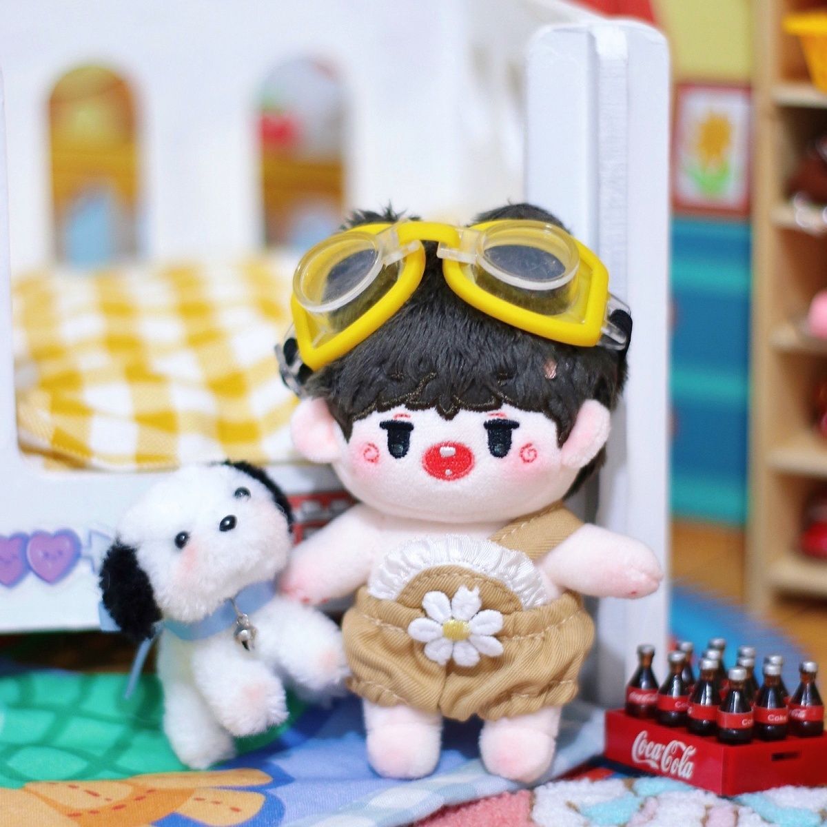 ぬいぐるみ　着せ替え　10cm 紫　メガネ ぬいぐるみ 着せ替え 10cm 紫 メガネ