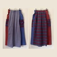 チェック異素材2wayスカート＜赤系＞