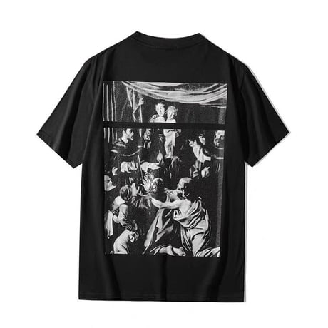 絵画プリントオフロゴTシャツ
