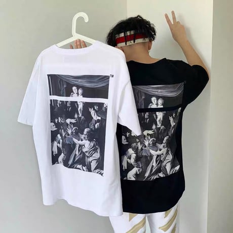 絵画プリントオフロゴTシャツ