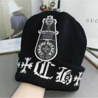 クロスモチーフロゴニット帽　black