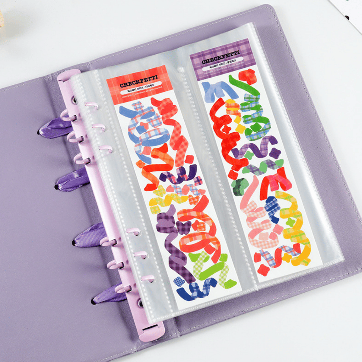 マカロンバインダーデコ A5 レースデコ ピンク 白 リボン マカロン