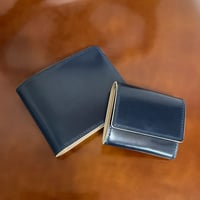 コードバン折財布＆小銭入れセット（ネイビー）