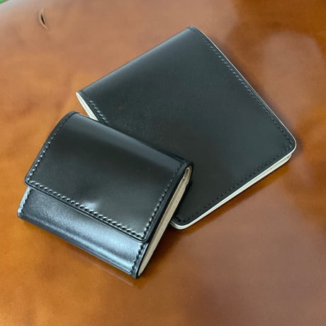 コードバン折財布＆小銭入れ（ブラック）