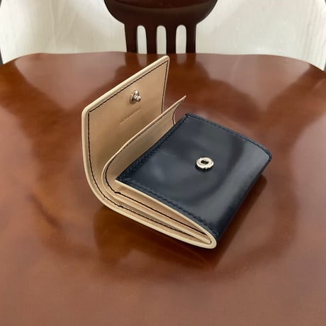コードバン折財布＆小銭入れセット（ネイビー）