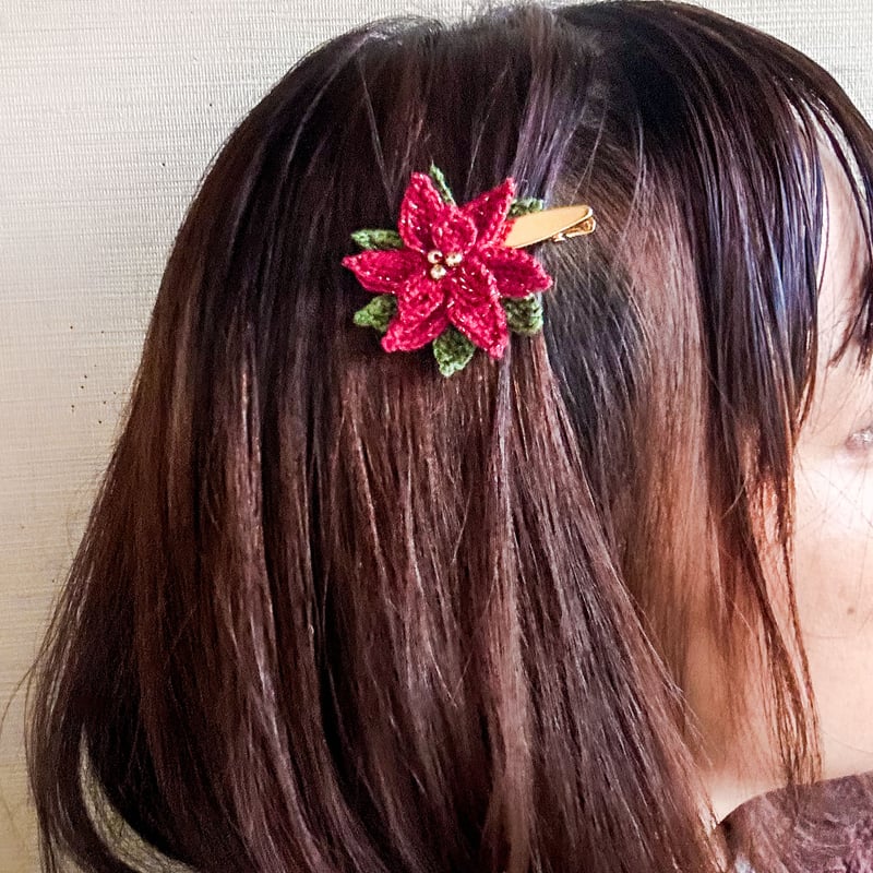 ポインセチア 【動画レッスン】 レース編みアクセサリー（編み図pdf&