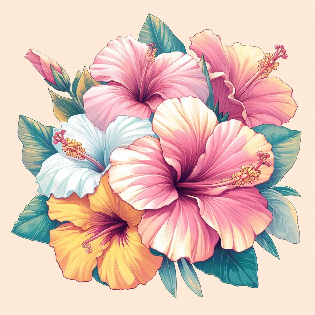 topical art1024×1024 hibiscus flowerトロピカルアート ハイ