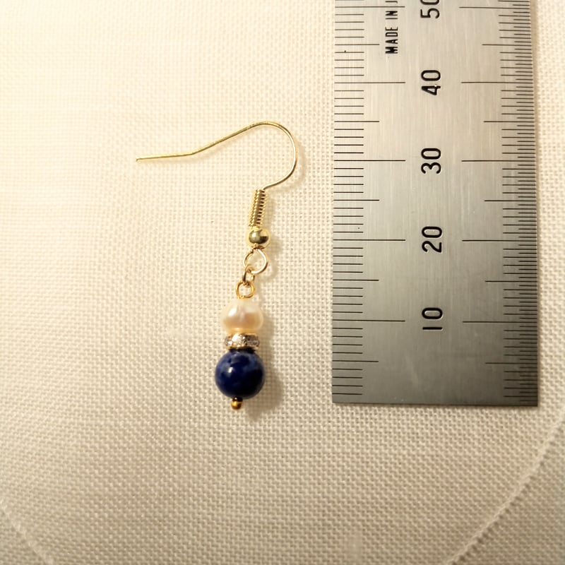 淡水パールとラピスラズリのイヤリング・ピアス ～ 邪念や悪い縁を