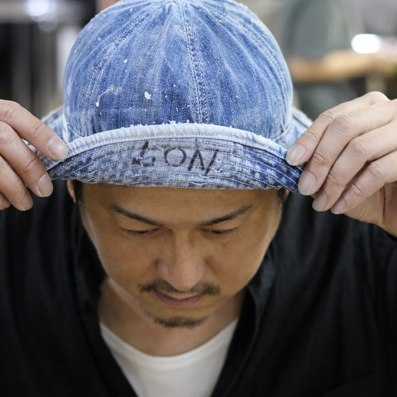 即完売品 WHOVAL × ACID HOUSE 天下統一 デニムハット 加工 天下統一