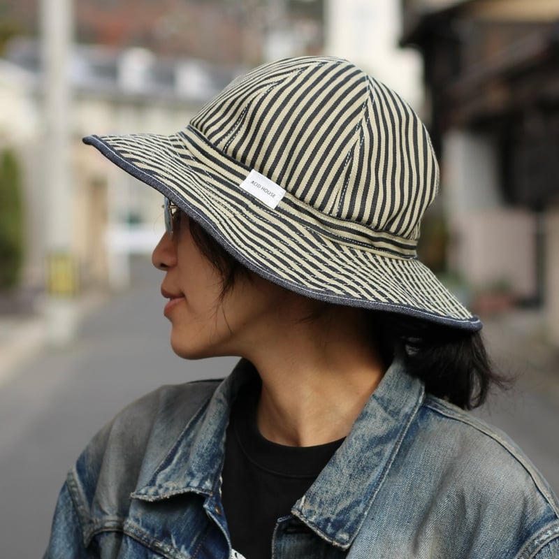 DENIM HAT / INDIGO / BLACK / IVORY STRIP | ACID