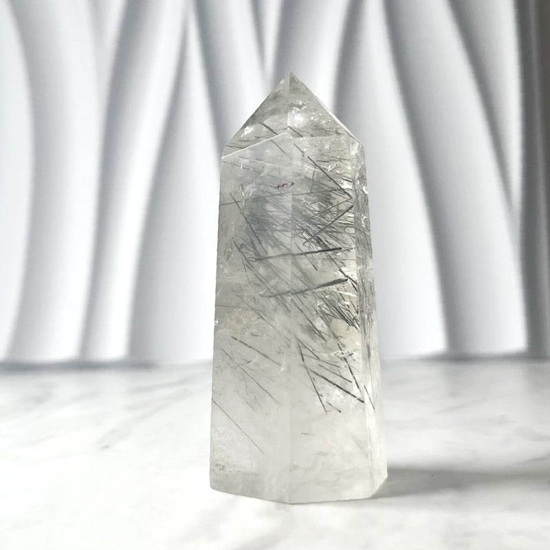 ブラックトルマリンインクォーツ◯black 天然石　ブラックトルマリンインクォーツ　ポイント tourmaline quartz in 置物