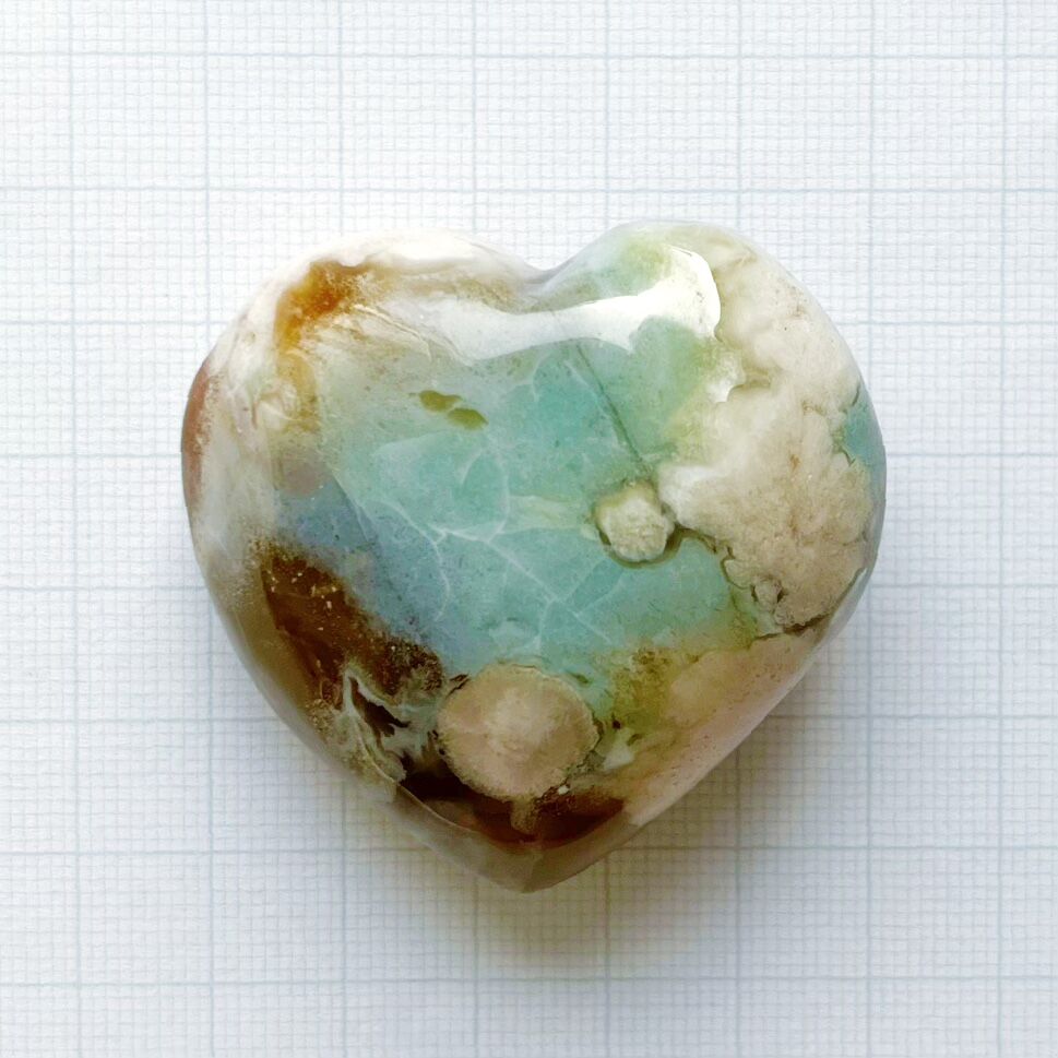 グリーンフラワーアゲート02○ハート型◯agate・瑪瑙・メノウ