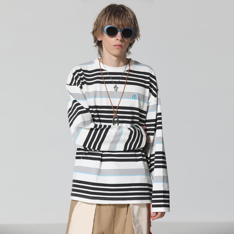 【送料関税込】DND4DES chain design T-shirt FILE_2025_3_BORDER_LONG_SLEEVE_T-SHIRT_WHT_BLK