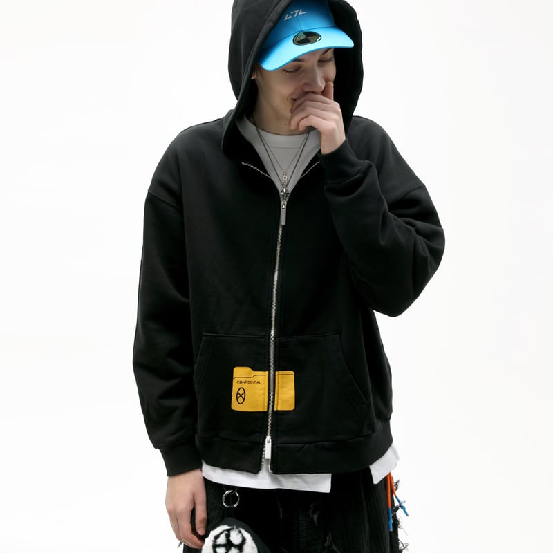 トップス CODE47LFILE_2025_4_ZIP_FILE_HOODIE_ FILE_2025_4_ZIP_FILE_HOODIE_BLACK | CODE47L