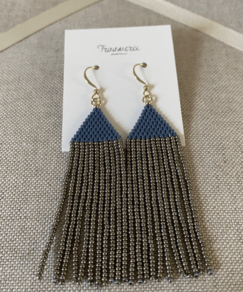 14kgf> ピアス モロッカン フリンジ (blue) ※イヤリング交換可能