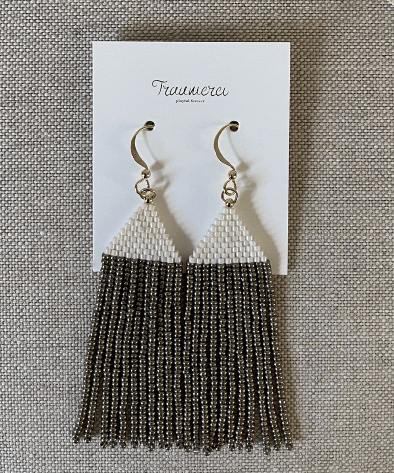 ハニークォーツモロッカンカットピアス✨️(14kgf) 14kgf> ピアス モロッカン フリンジ (white) ※イヤリング交換