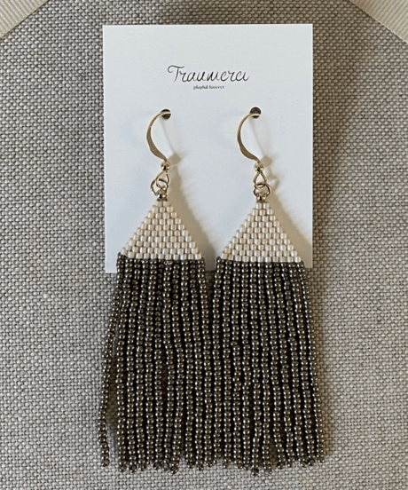 <14kgf> フリンジ ピアス シンプルモロッカン (ivory) ※イヤリング交換可能