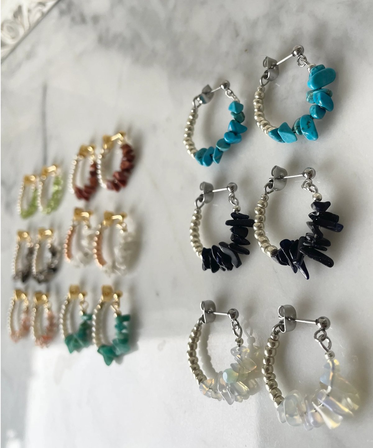 サージカルステンレス⭐︎ビーズ刺繍ピアス ターコイズ デリカビーズ ビーズステッチ ピアス/イヤリング