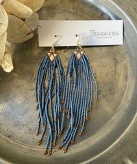 <14kgf> ロングフリンジピアス (antique blue)※イヤリング交換可能