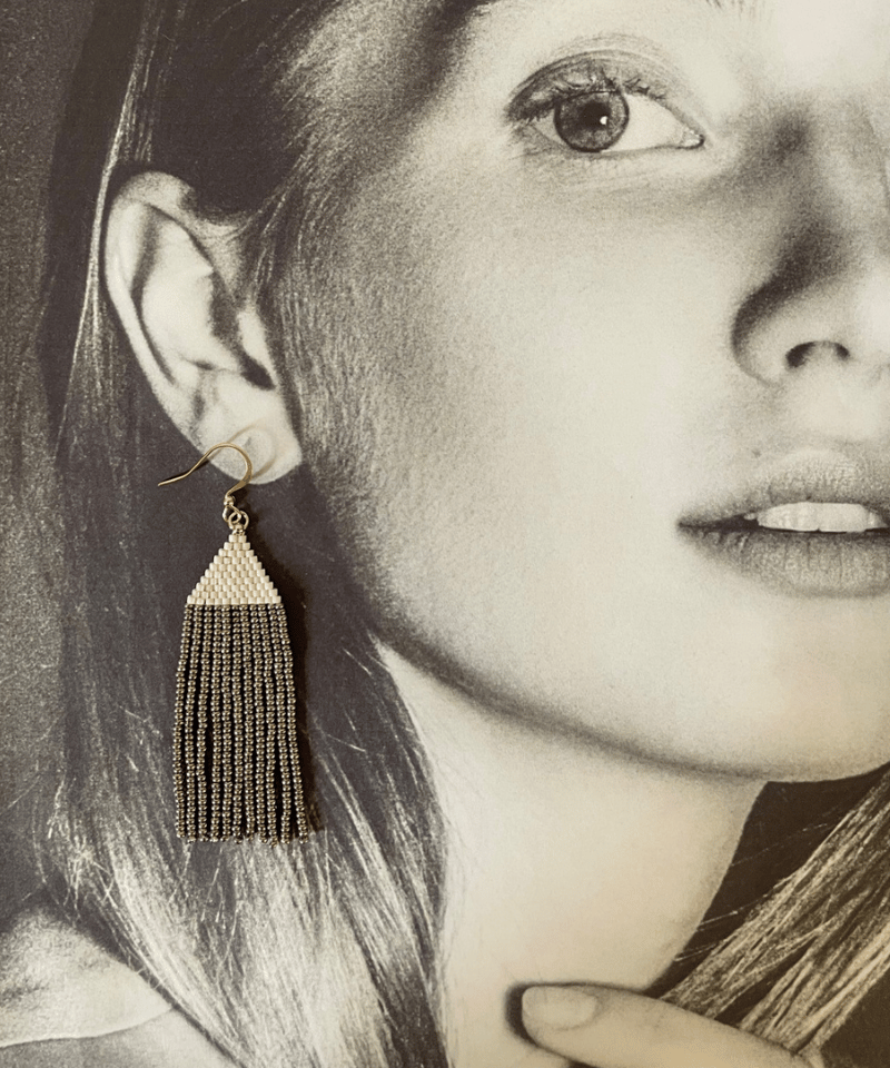 ハニークォーツモロッカンカットピアス✨️(14kgf) 14kgf> ピアス モロッカン フリンジ (white) ※イヤリング交換