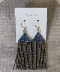 <14kgf> ピアス モロッカン フリンジ (blue) ※イヤリング交換可能