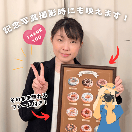カフェメニュー風☕置くだけでインテリアとして飾れる🖼️✨アイデア寄せ書きフレーム付き🍩