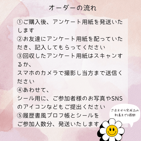 結婚式の余興に！歓迎会・送別会・親睦会に！プロフィールクイズで盛り上がれる！履歴書風プロフ帳セット